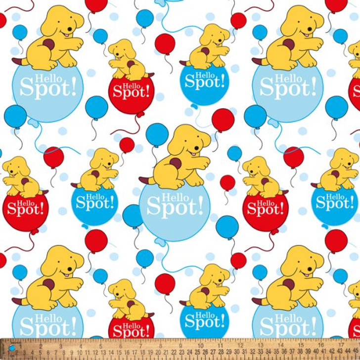 Spot the Dog Hello Spot Balloons White SP101 71C1 Cotton Quilting Fabric