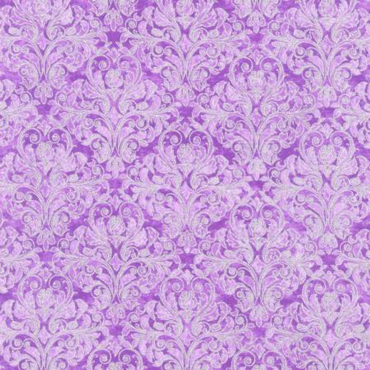 Mystic Moon Damask Thistle Silver Metallic Highlights SRKM21638252 Cotton Quilting Fabric