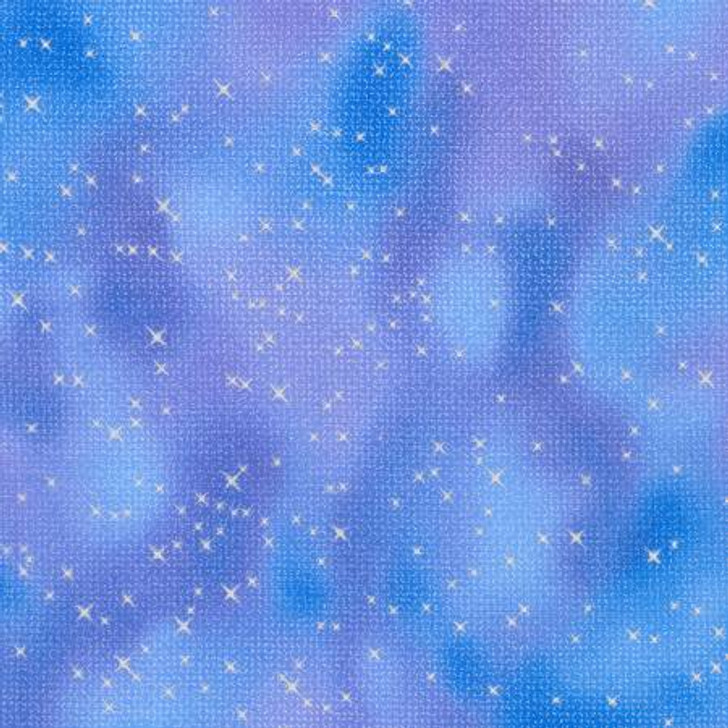 Mystic Moon Stars Hydrangea Silver Metallic Highlights SRKM21639470 Cotton Quilting Fabric