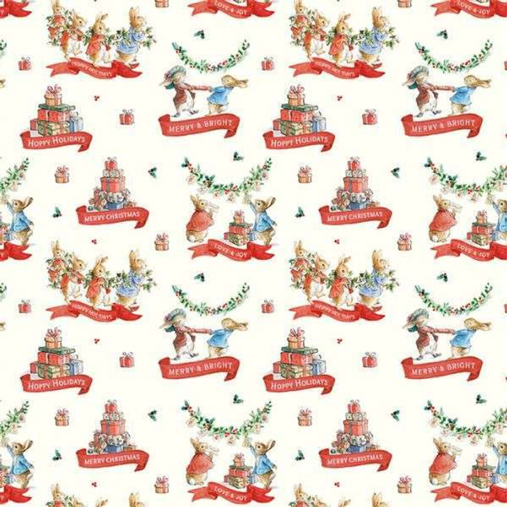 Peter Rabbit Hoppy Holidays Christmas Decorating 3262C-03 Cotton Quilting Fabric