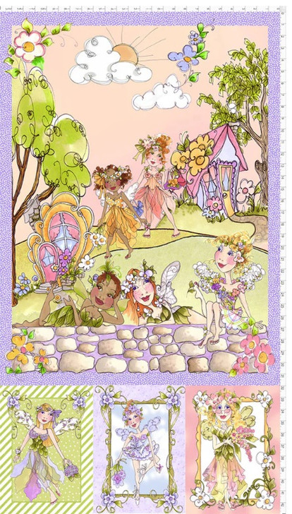 Fairy Hill Fairies Loralie Designs 692651 Cotton Quilting Fabric Panel