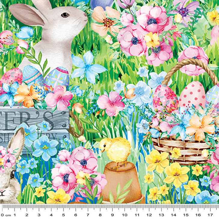 Cottontail Farms Easter Garden Scenic Multi 14402-99 Cotton Quilting Fabric