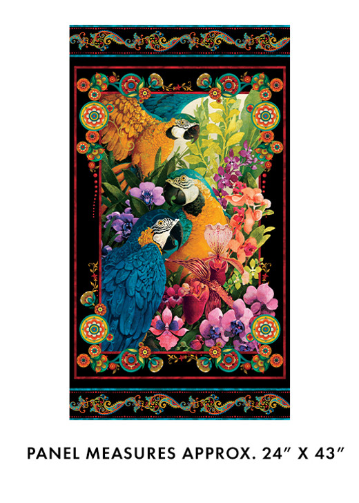 Parrot Habitat Macaw Birds 16178-99 Cotton Quilting Fabric Panel