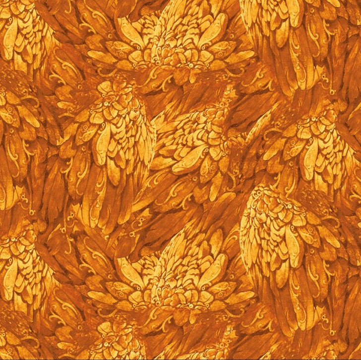 Parrot Habitat Birds Featherly Gold 16182-33 Cotton Quilting Fabric