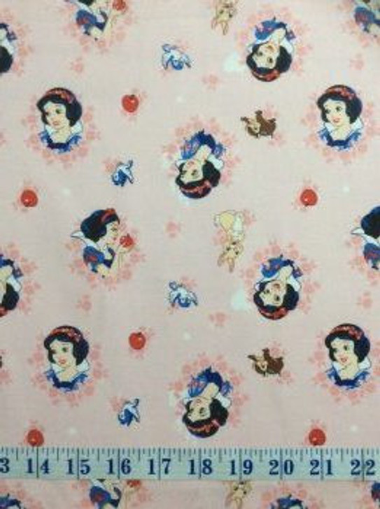 Disney Snow White in Wreaths Light Coral Cotton Quilting Fabric