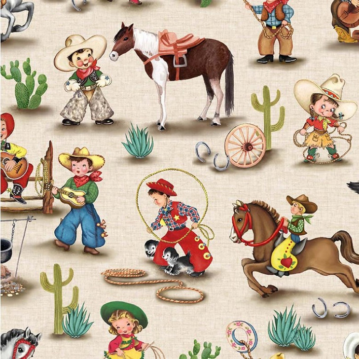 Happy Trails Rodeo Round Up Cream CX11506-CREM Cotton Quilting Fabric