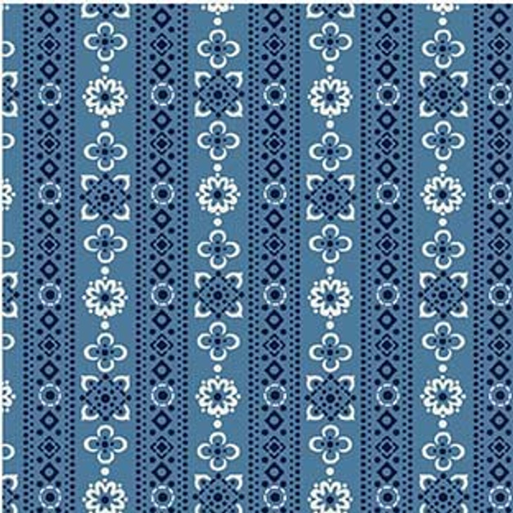 Happy Trails Calico Stripe Blue CX11511-BLUE Cotton Quilting Fabric