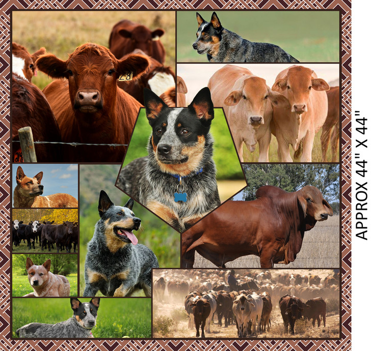 Merino Muster II Farm Dogs and Cows 3094C Cotton Quilting Fabric Panel