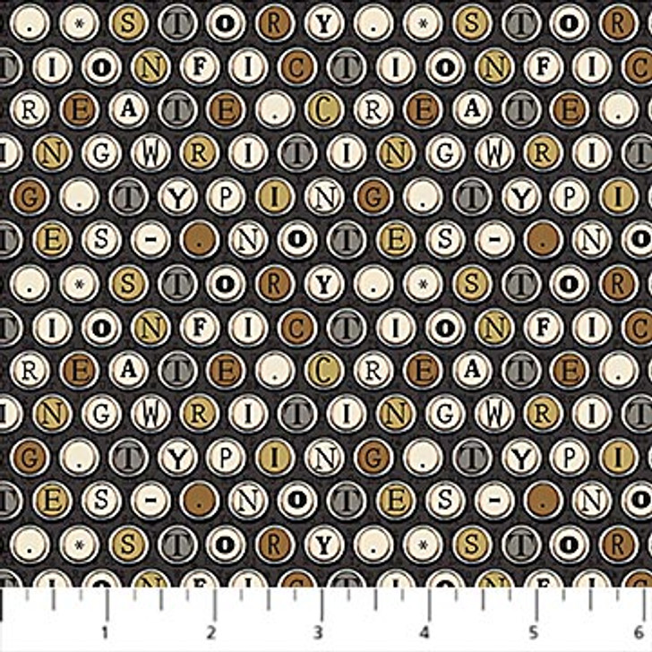Cat Tales Typewriter Keys Grey 24529-96 Cotton Quilting Fabric