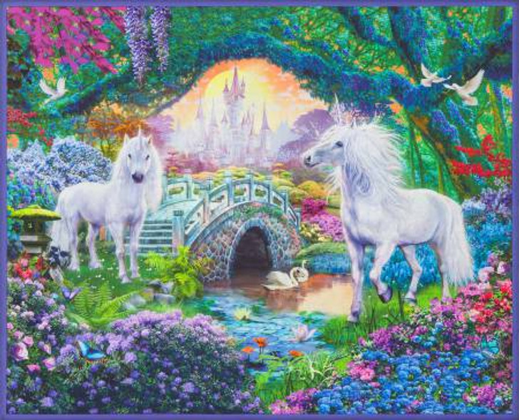 Sweet Unicorn Picture This Robert Kaufman Brushed Cotton Quilting Fabric Panel