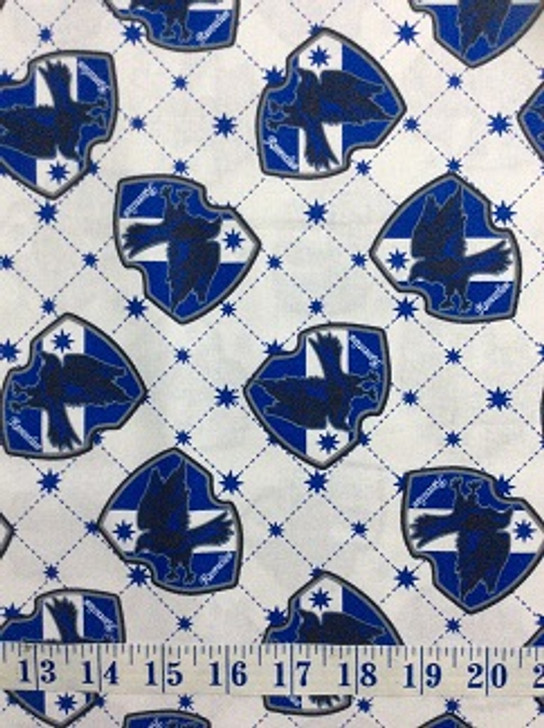 Harry Potter Wizarding World Ravenclaw House Pride White Cotton Quilting Fabric 1/2 YARD