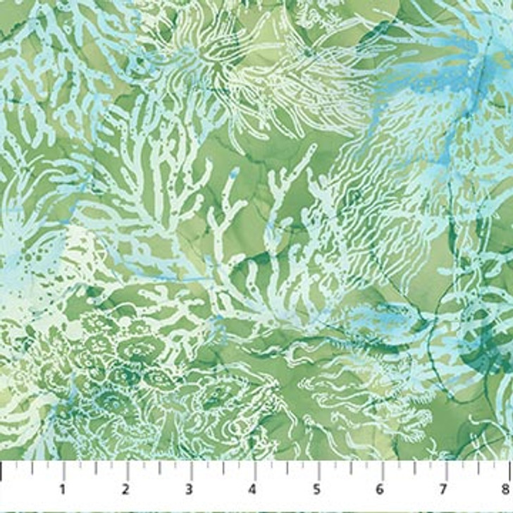 Whale Song Coral Light Green DP24984-72 Cotton Quilting Fabric