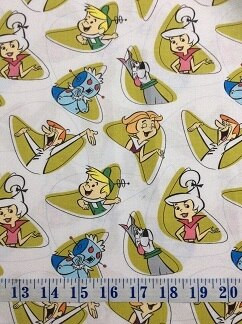 Jetsons Shape Jetsons Characters in Shapes White Cotton Quilting Fabric 55cms