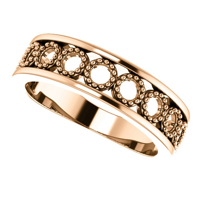 Geometric Beaded Stackable Ring in 14k Gold - DaVinci Emporium