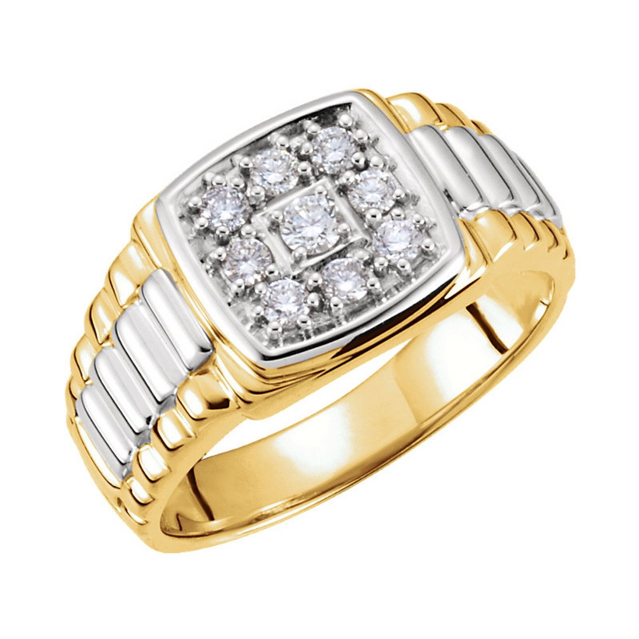 14k Gold Diamond Men's Oval Ring DaVinci Emporium