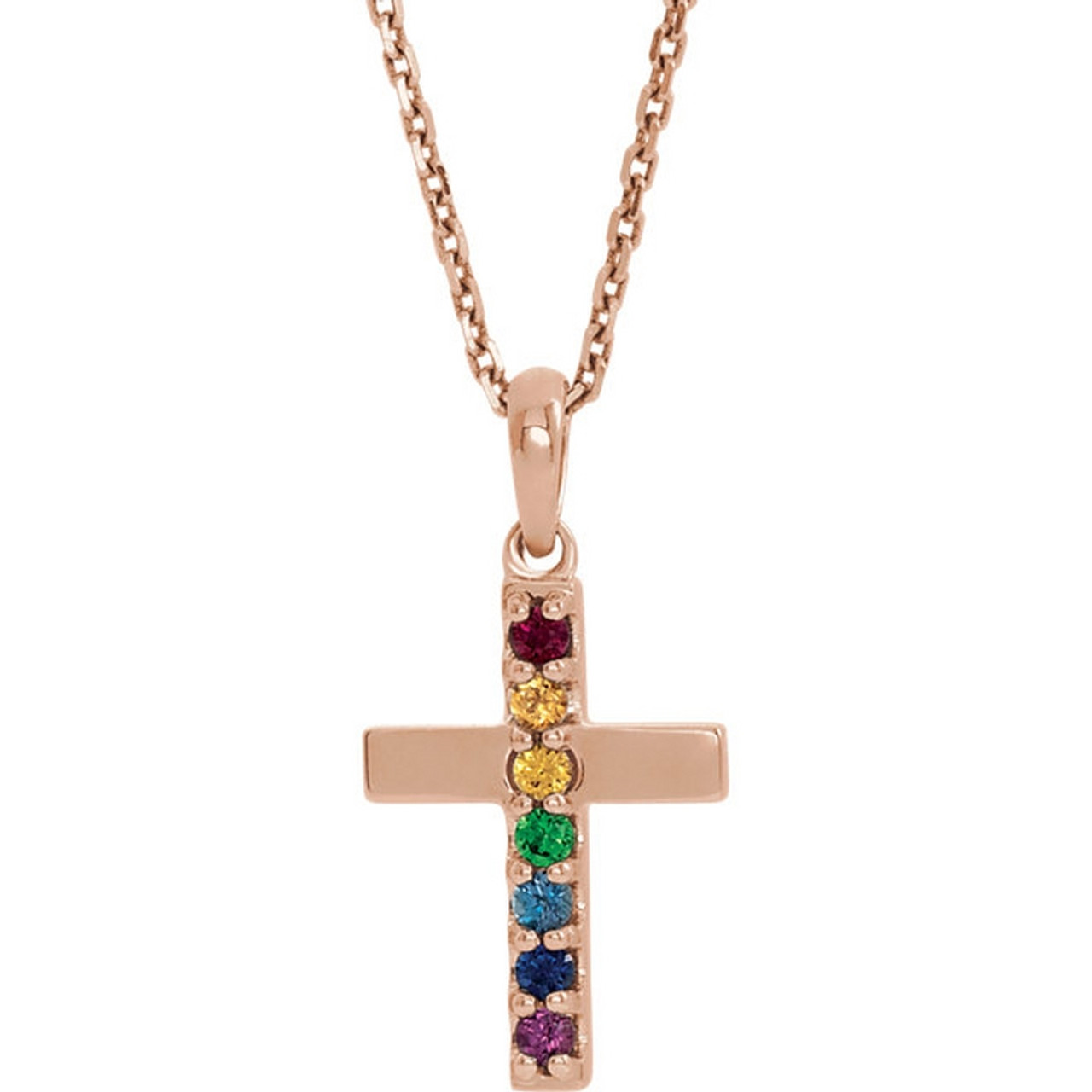 Gem Stone King 18K Rose Gold Plated Silver Cross Pendant Necklace with Blue  Sapphire Dust in Glass - Birthstone Gemstone on 18 inch Silver Chain (10.00  Cttw, Length: 1.5 inch) - Walmart.com