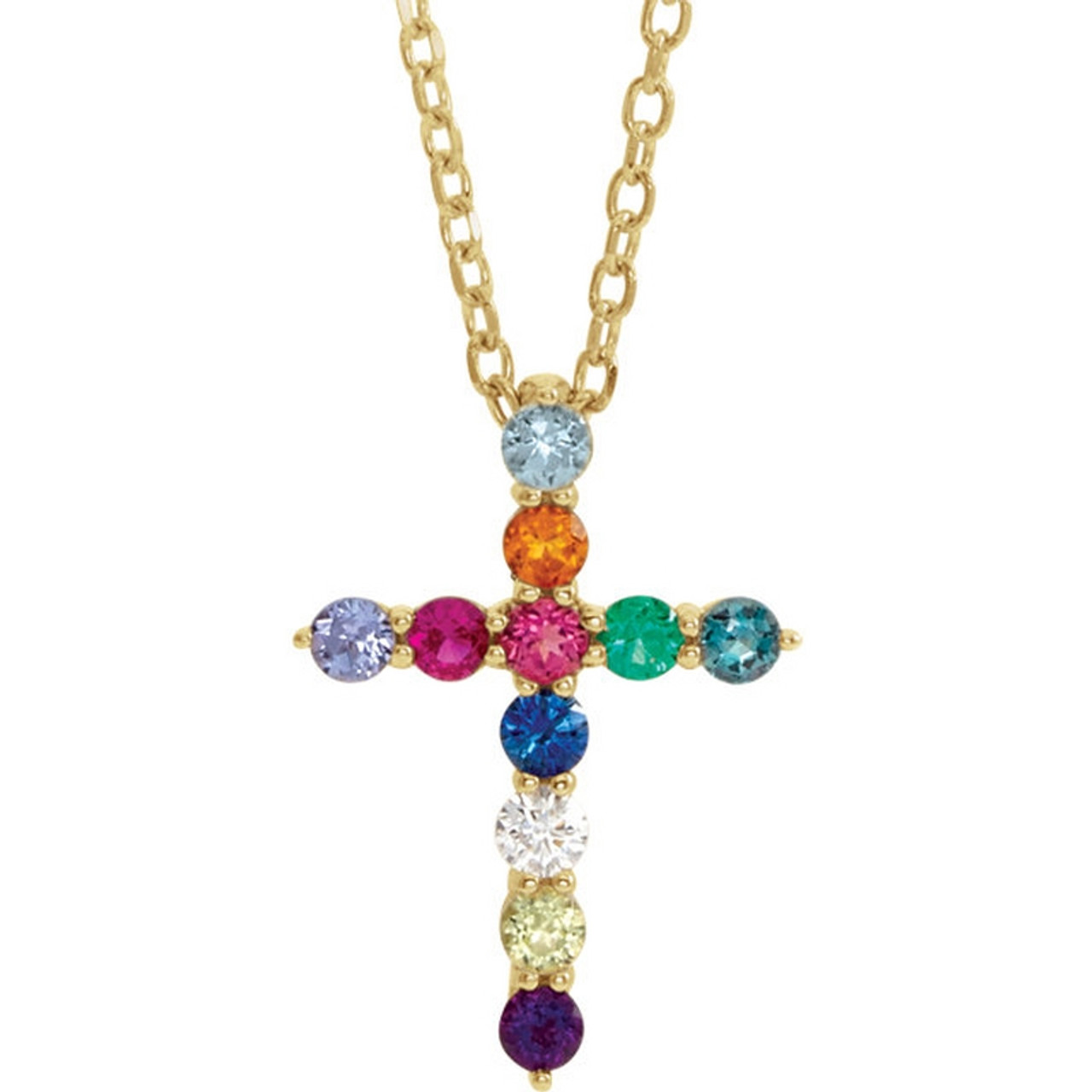 Artisan Crafted by Robert Manse Sterling & 18K Multi-Gemstone Cross Pendant  - QVC.com