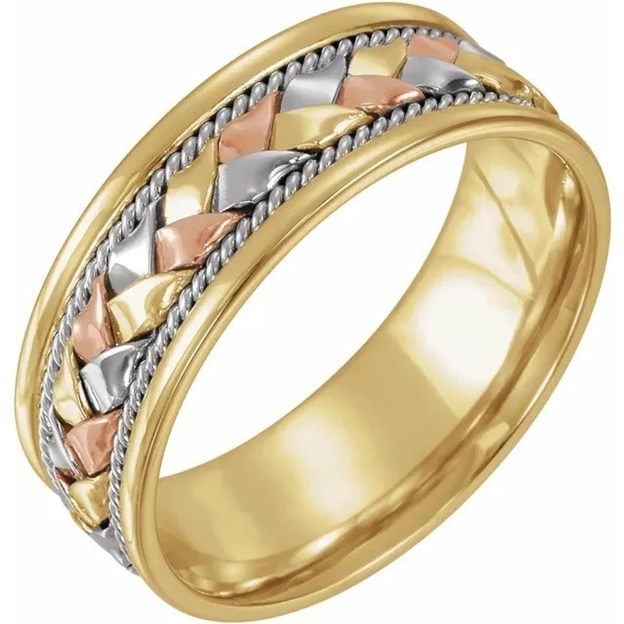 Braid / Weave 18k 2-Tone Rose Gold Wedding Ring Comfort Fit