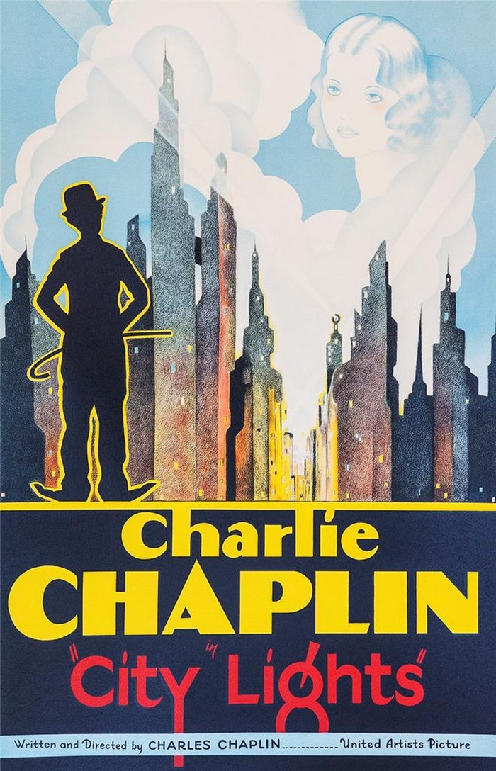 Charlie Chaplin City Lights 1931 Movie Poster Lithograph DaVinci Emporium