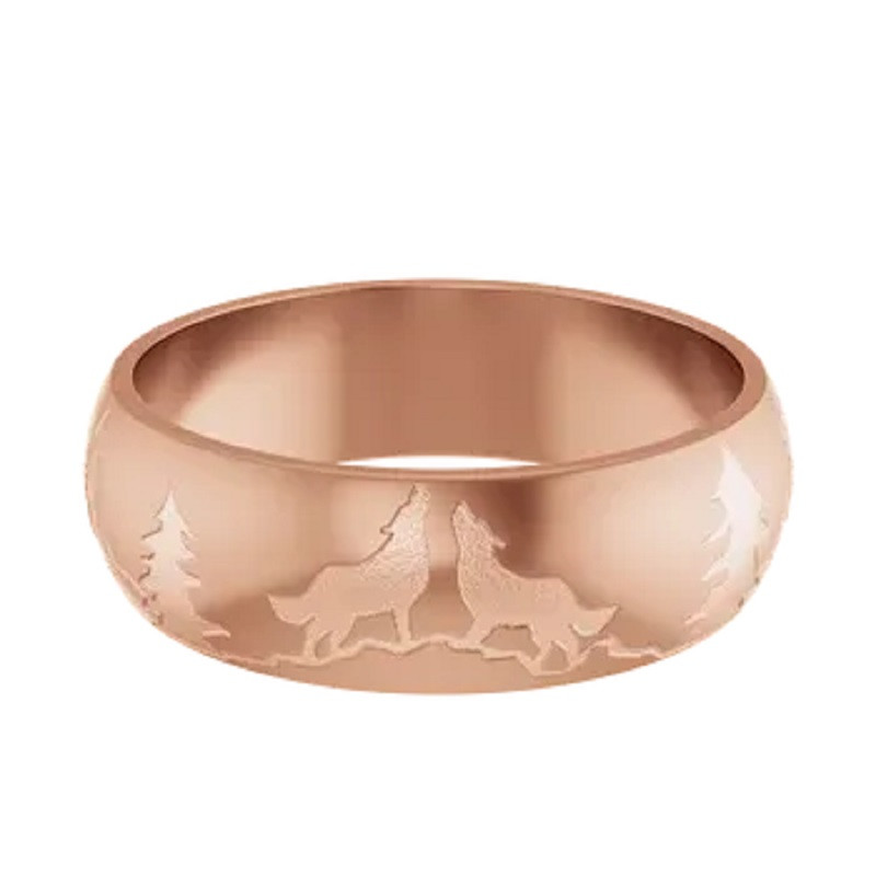 Mountain Wolves Engraved MM Medium Weight Comfort Fit Wedding