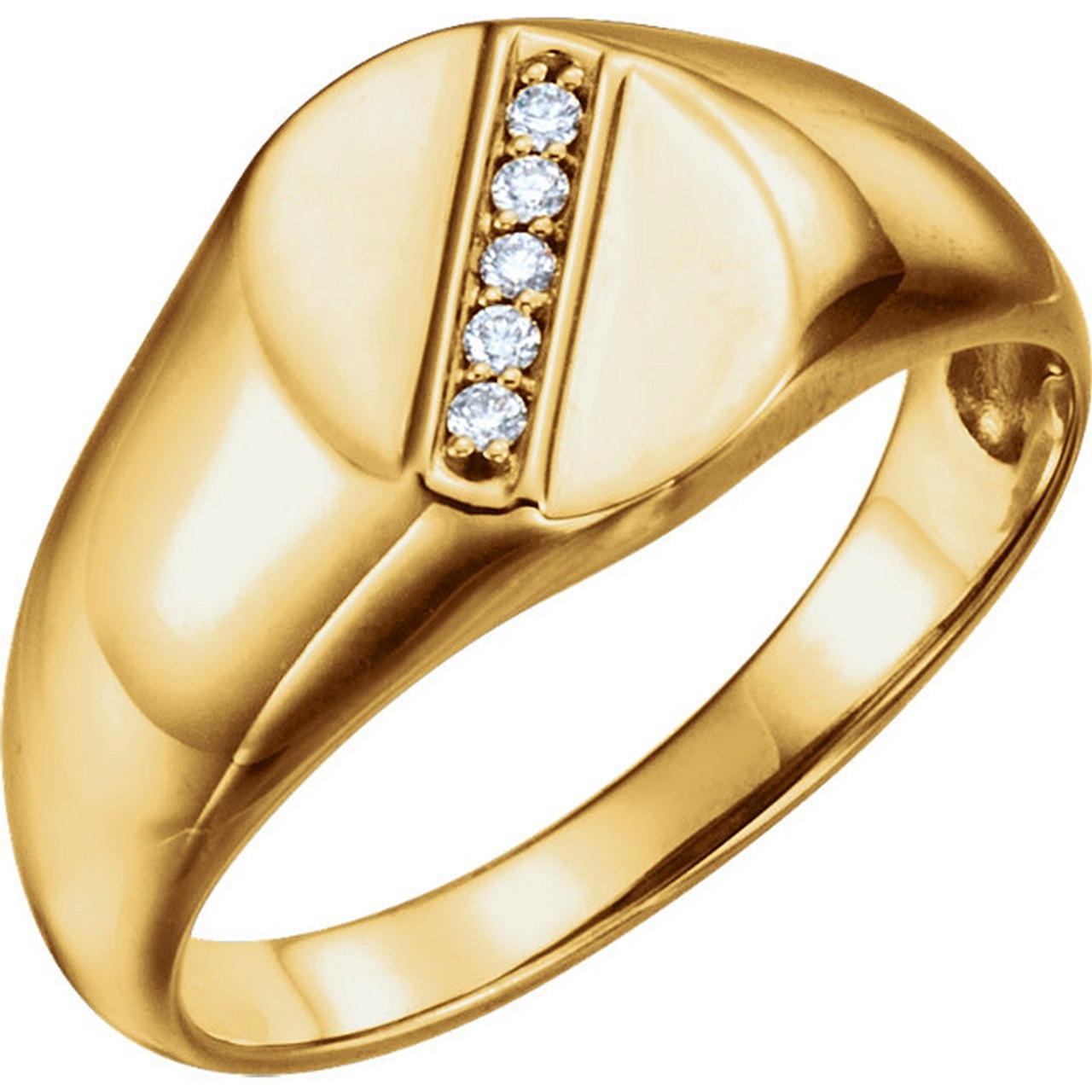 14k Gold Diamond Men S Oval Signet Ring DaVinci Emporium   14k Yellow Gold Diamond Mens Oval Signet Ring  20368.1470890021 