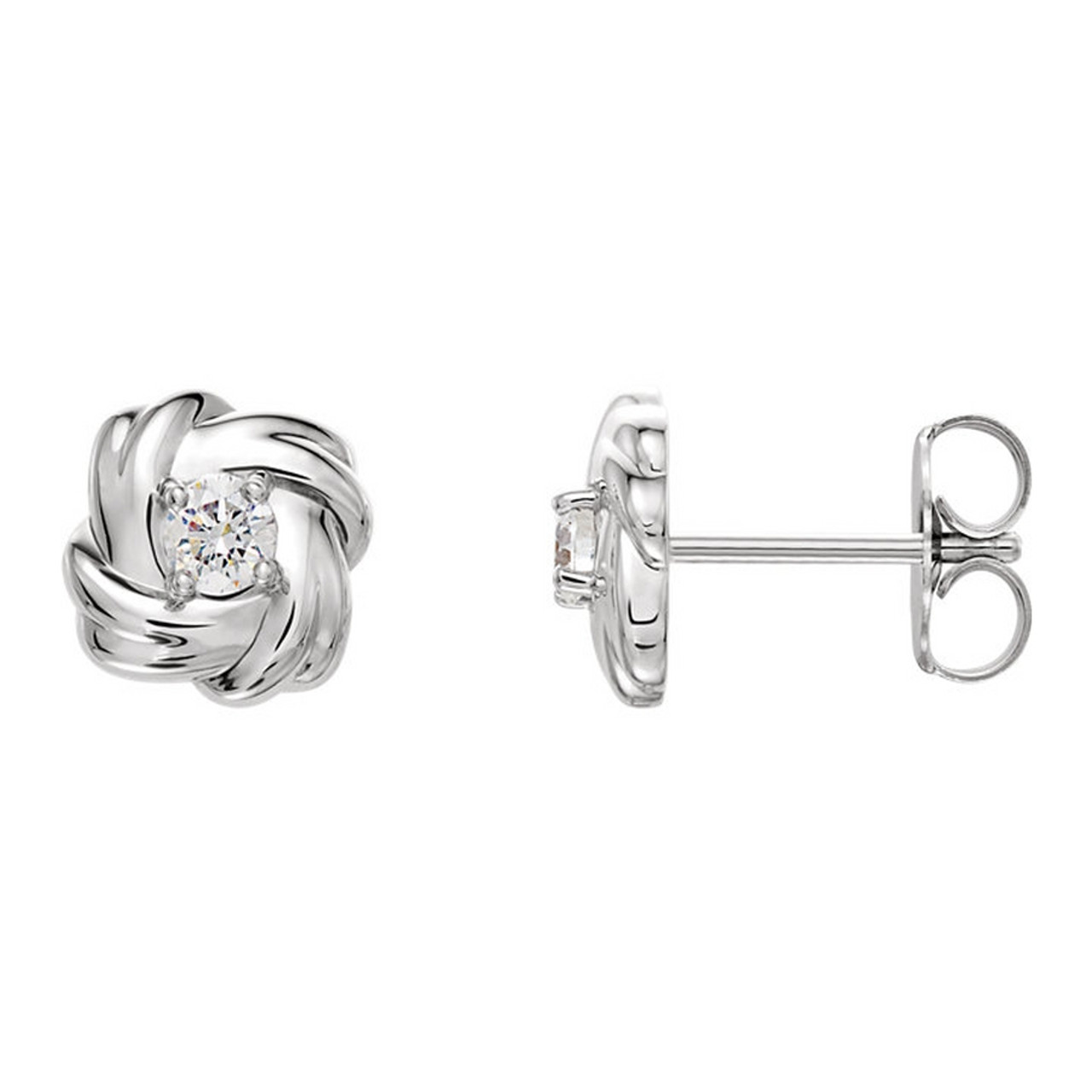 Peoples Jewellers 0.13 CT. T.W. Diamond Love Knot Stud Earrings in 10K  White Gold|Peoples Jewellers | Kingsway Mall