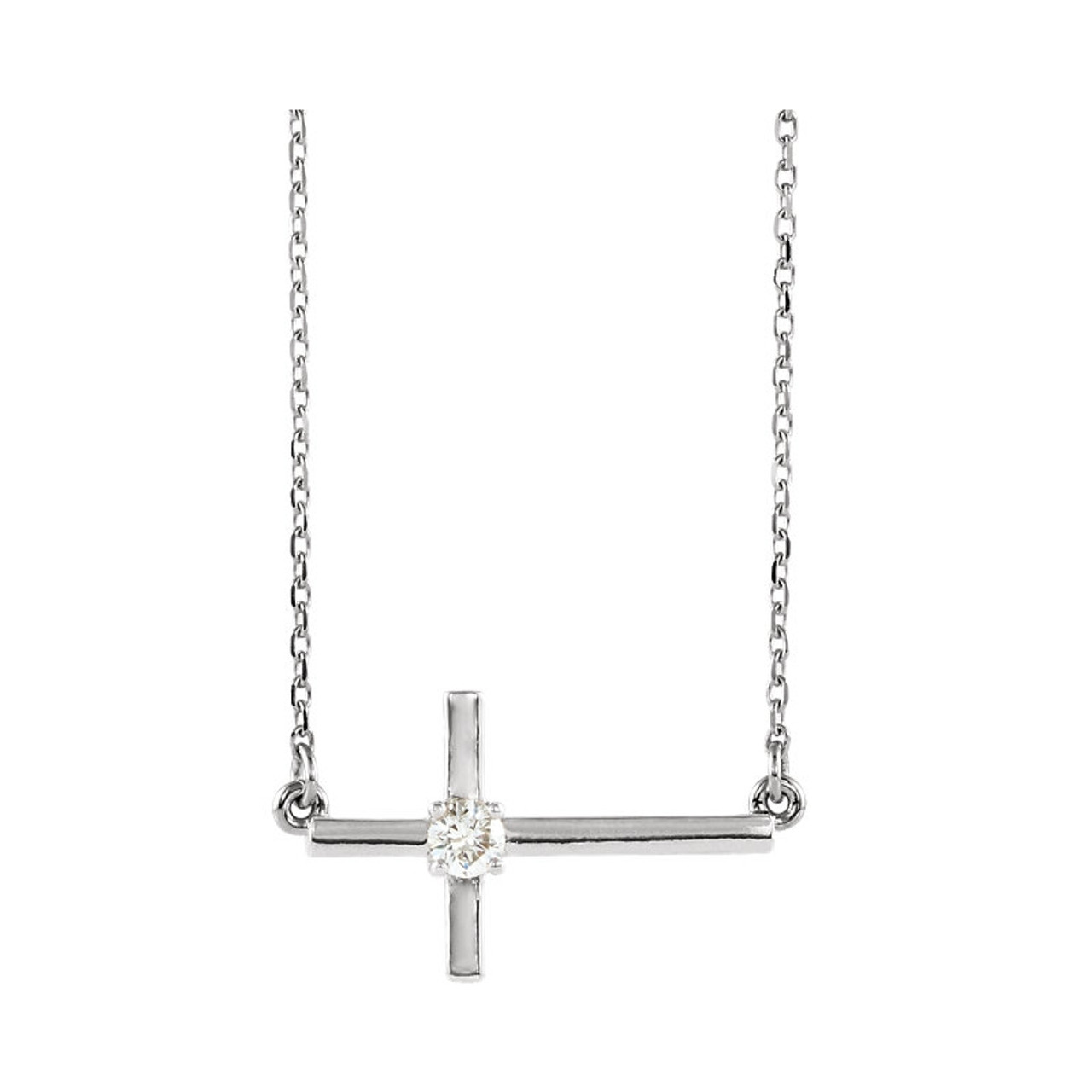 Classic Sideways Cross Necklace Sterling Silver - Eleganzia Jewelry