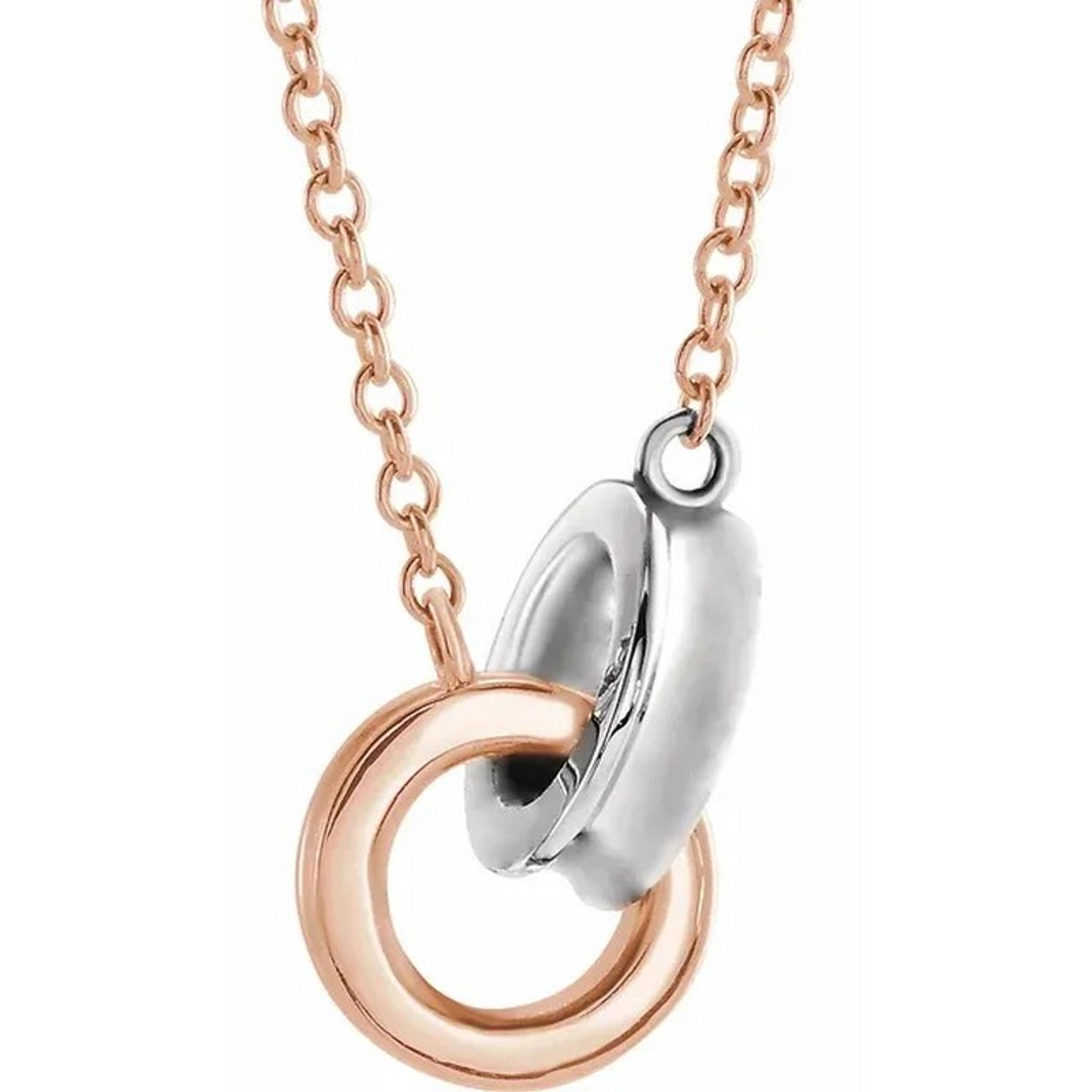 Interlocking Circles Necklace in 14k Two-Tone Gold - DaVinci Emporium