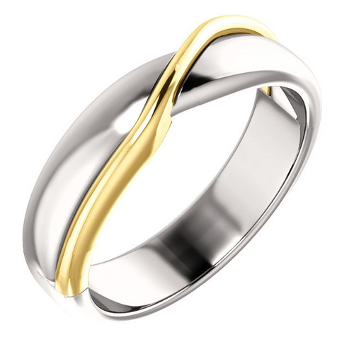 Platinum and 18k Yellow Gold Ribbon Style Wedding Band