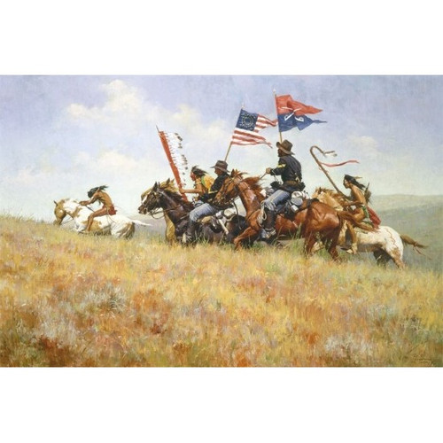 Howard Terpning Flags of the Frontier Giclée on Canvas Howard Terpning Flags of the Frontier Giclée on Canvas