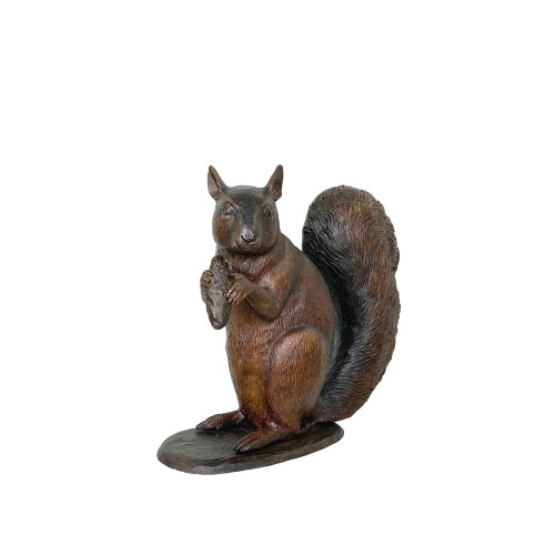 Bronze Squirrel Holding Nut Tabletop  Sculpture