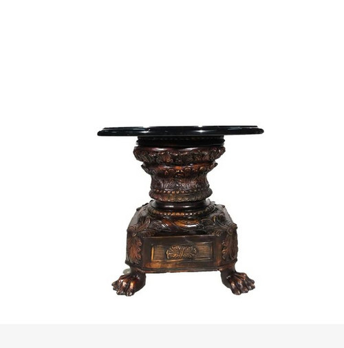 Bronze Lion Claw Style End Table with Marble Top