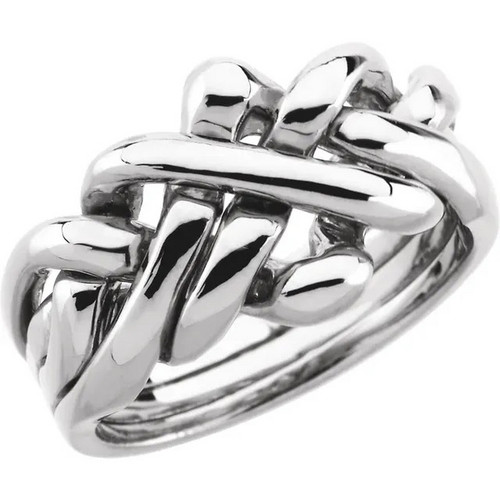 Sterling Silver 12.5 mm 4 Piece Puzzle Ring