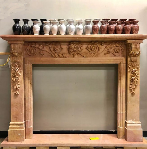 Traditional Floral Marble Fireplace Surround Mantle