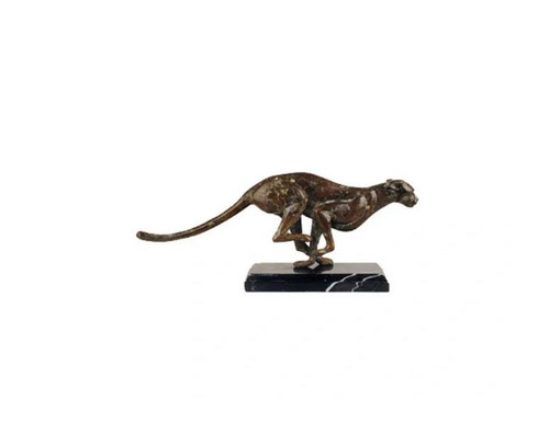 Bronze Running Cheetah Tabletop Sculpture on Marble Base