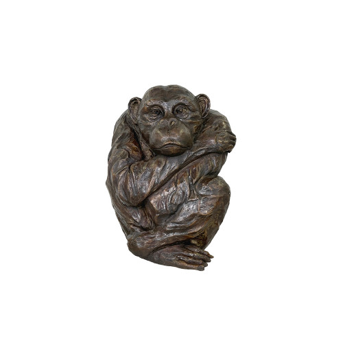 Bronze Lonely Monkey Tabletop Sculpture