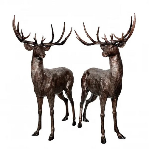 Bronze Stag Deer Sculpture Set