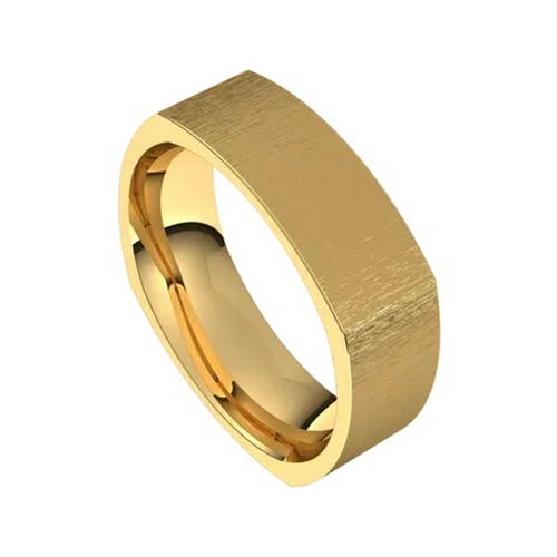 Square Comfort Fit Wedding Band with Stone Finish in 14k Gold or Platinum
