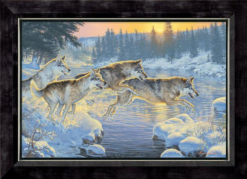 Through the Woods Wolves Framed Limited Edition Canvas by Lee Kromschroeder