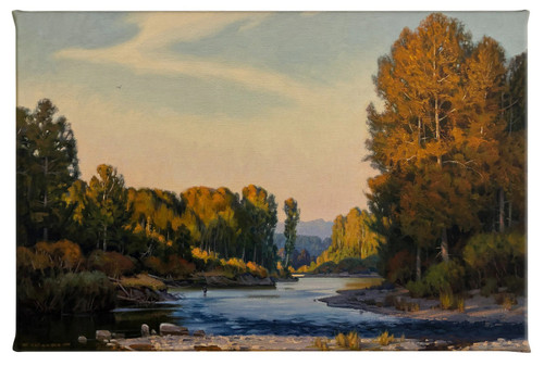 Autumn Evening Snoqualmie River Gallery Wrapped Canvas by Jim Lamb