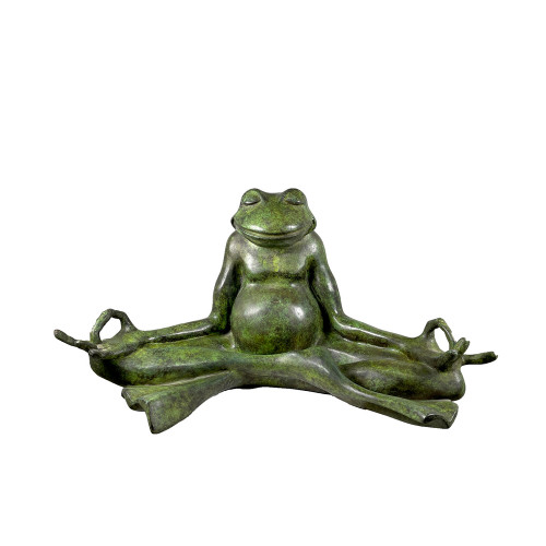 Bronze Frog Meditating Tabletop Sculpture