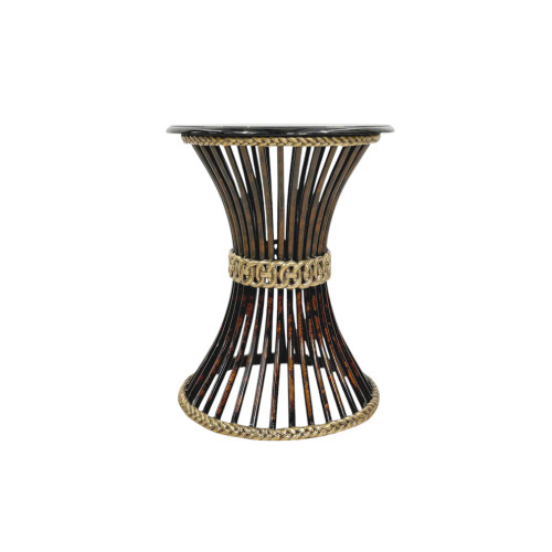 Transitional Bronze Sculpture Table Base with Marble Top