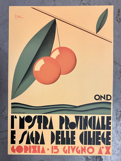 The Provincial Exhibition and Cherry Festival Advertising Poster Lithograph by Tullio Crali