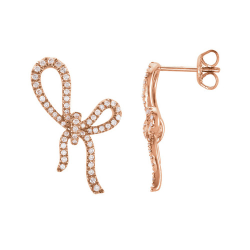 14k Rose Gold Bow Stud Earrings