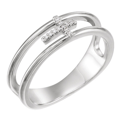 Diamond Negative Space Cross Ring