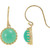 Round Chrysoprase Dangle Crown Earrings in 14k Yellow Gold