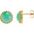 14k Yellow Gold Round Chrysoprase Crown Stud Earrings