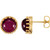 14K Yellow Gold Round Rhodolite Garnet Crown Stud Earrings