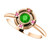 Tsavorite Garnet and Pink Tourmaline Compass Ring in 14k Gold