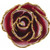 Lacquered 24k Gold Trimmed Frozen Red and White Rose